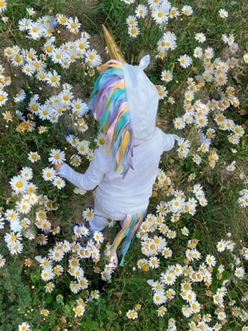 White and Pastel Rainbow Unicorn Pajama Costume