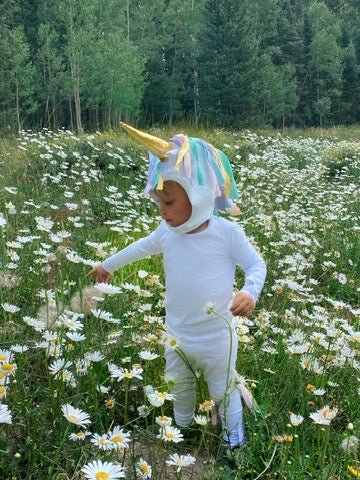 White and Pastel Rainbow Unicorn Pajama Costume