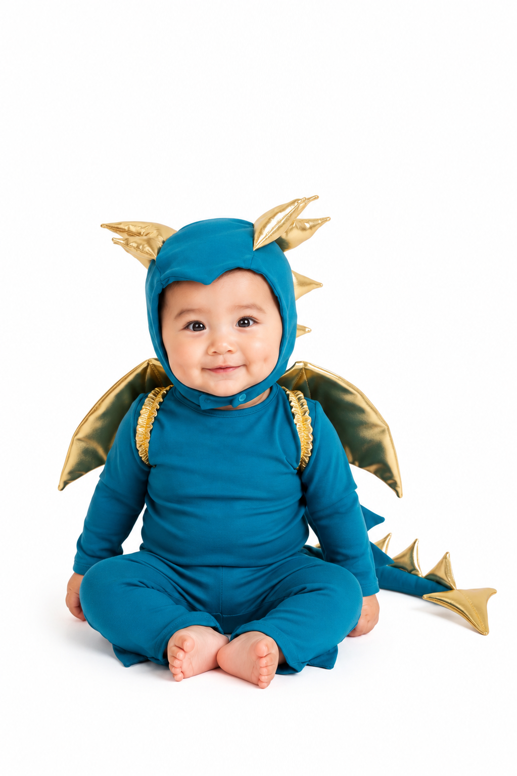 Jade Blue and Gold Dragon Costume