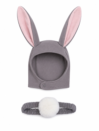 Gray Bunny Bonnet and Bunny Tail Set