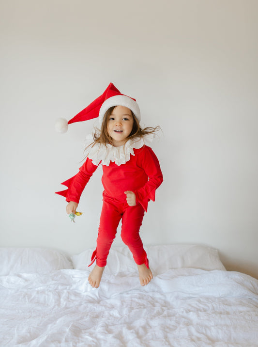 Red Holiday Elf Pajama Costume, Santa Costume