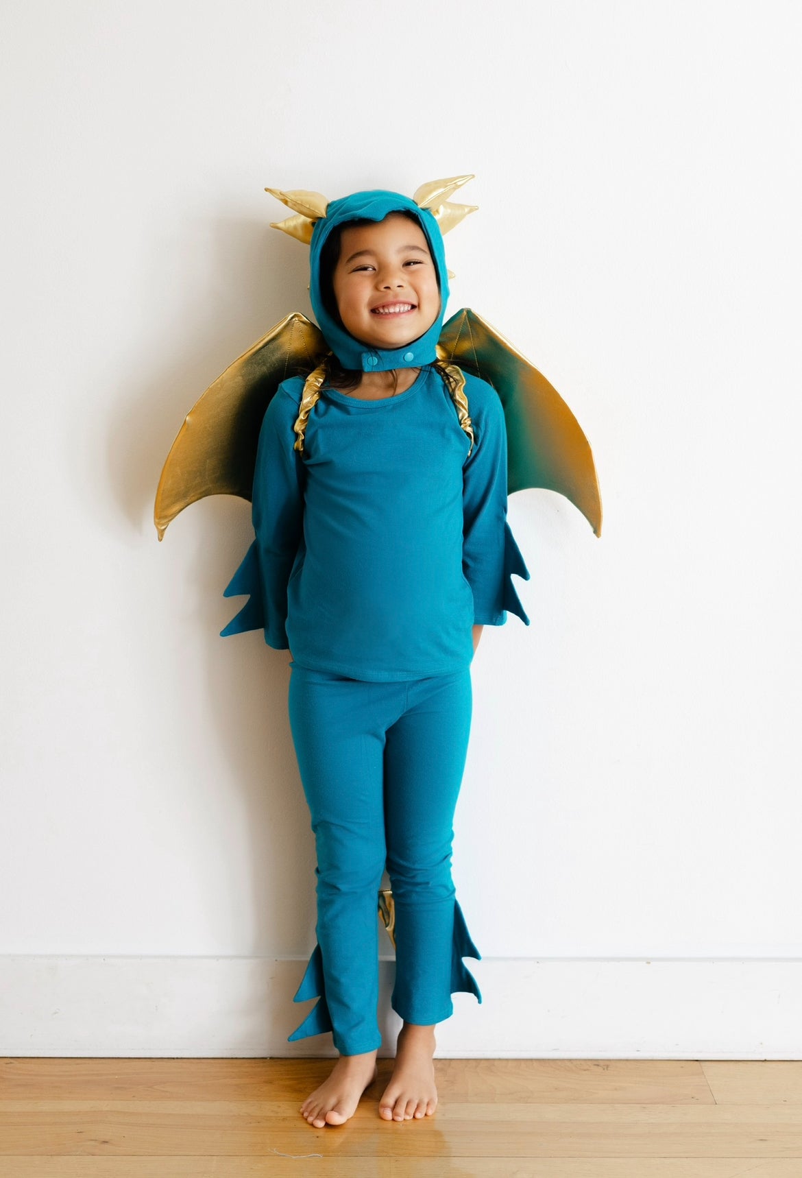 Jade Blue and Gold Dragon Costume