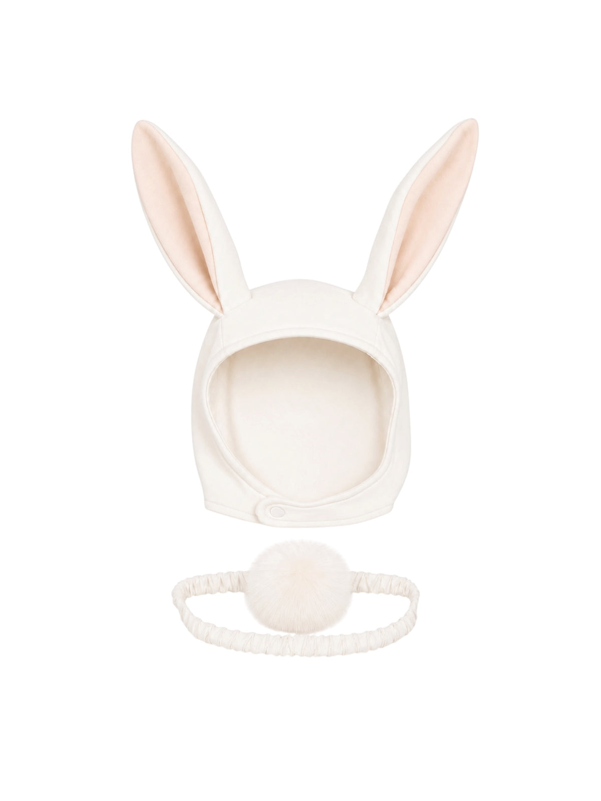 White Bunny Bonnet and Bunny Tail Set