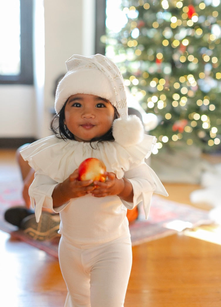 White Holiday Elf Pajama Costume-Christmas Gift for Kids