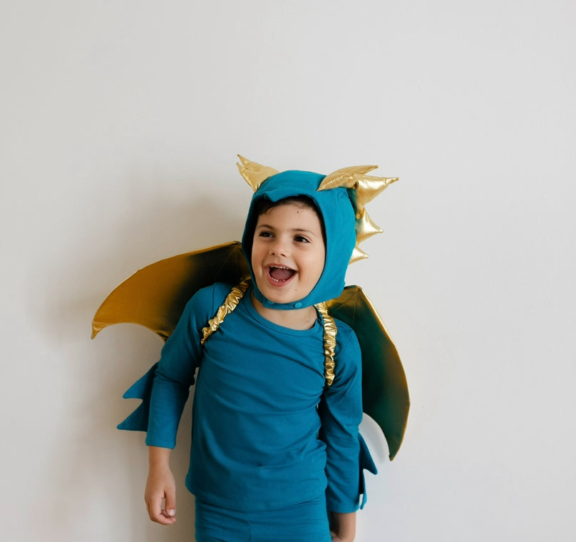 Jade Blue and Gold Dragon Costume