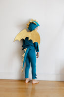 Jade Blue & Gold Dragon Tail