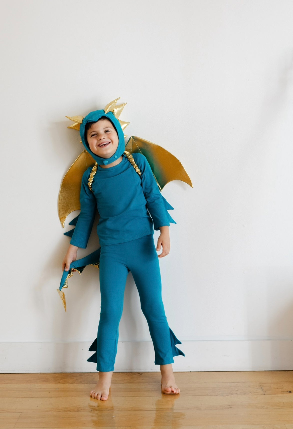 Jade Blue and Gold Dragon Costume
