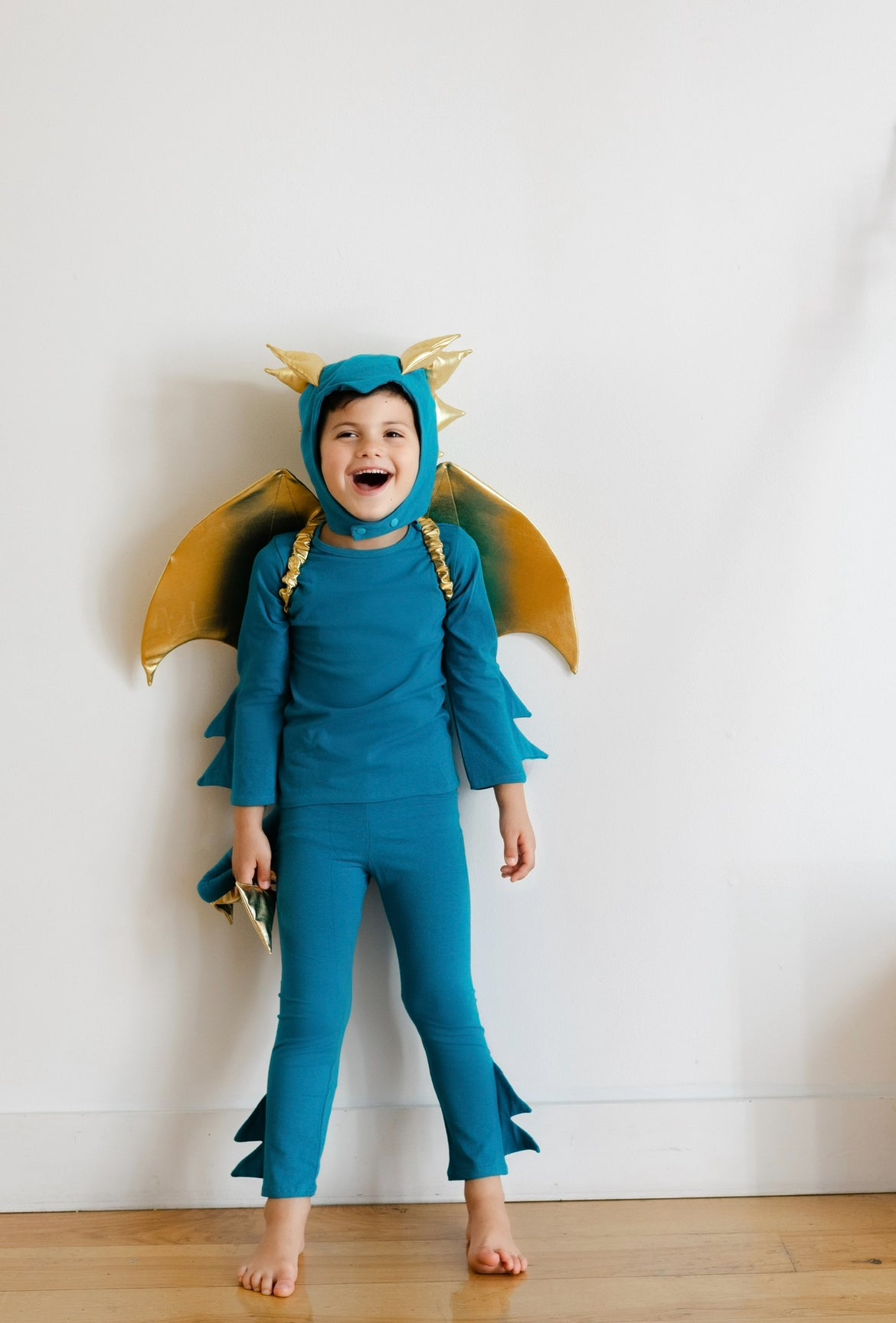 Jade Blue and Gold Dragon Costume