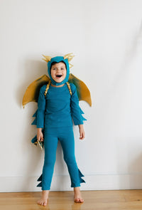 Jade Blue and Gold Dragon Costume