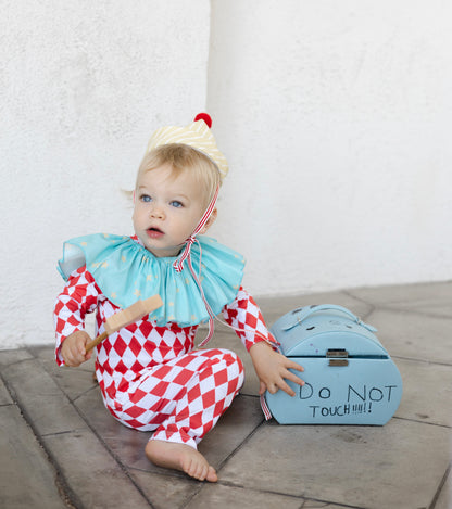 Harlequin clown costume for kids, cute baby clown costume, circus costume for baby, cotton clown costume