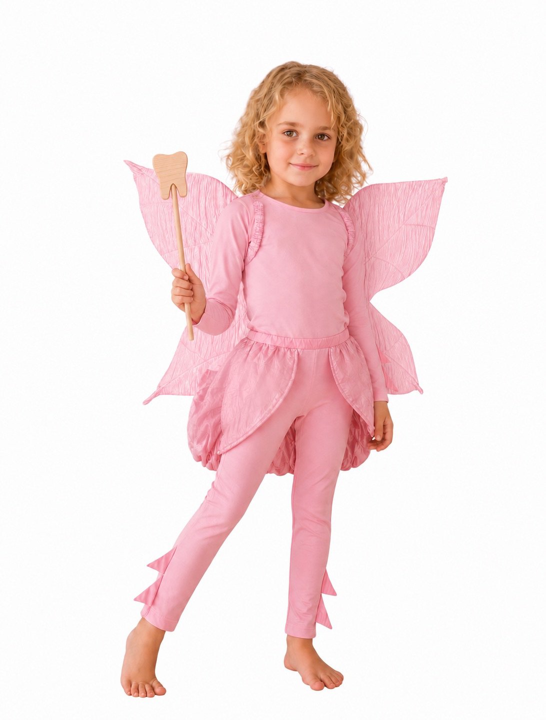 Pink Tooth Fairy Costume for Kids with Wings & Wand 2 year
