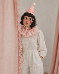 Pink Polka Dot Clown Hat & Ruffle Collar Set | Adult Halloween Costume environmentally, friendly | Pink Circus Costume | Pierrot Clown