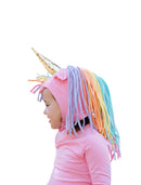 Pink Stardancer Unicorn Hat  · Rainbow Mane with Gold Horn