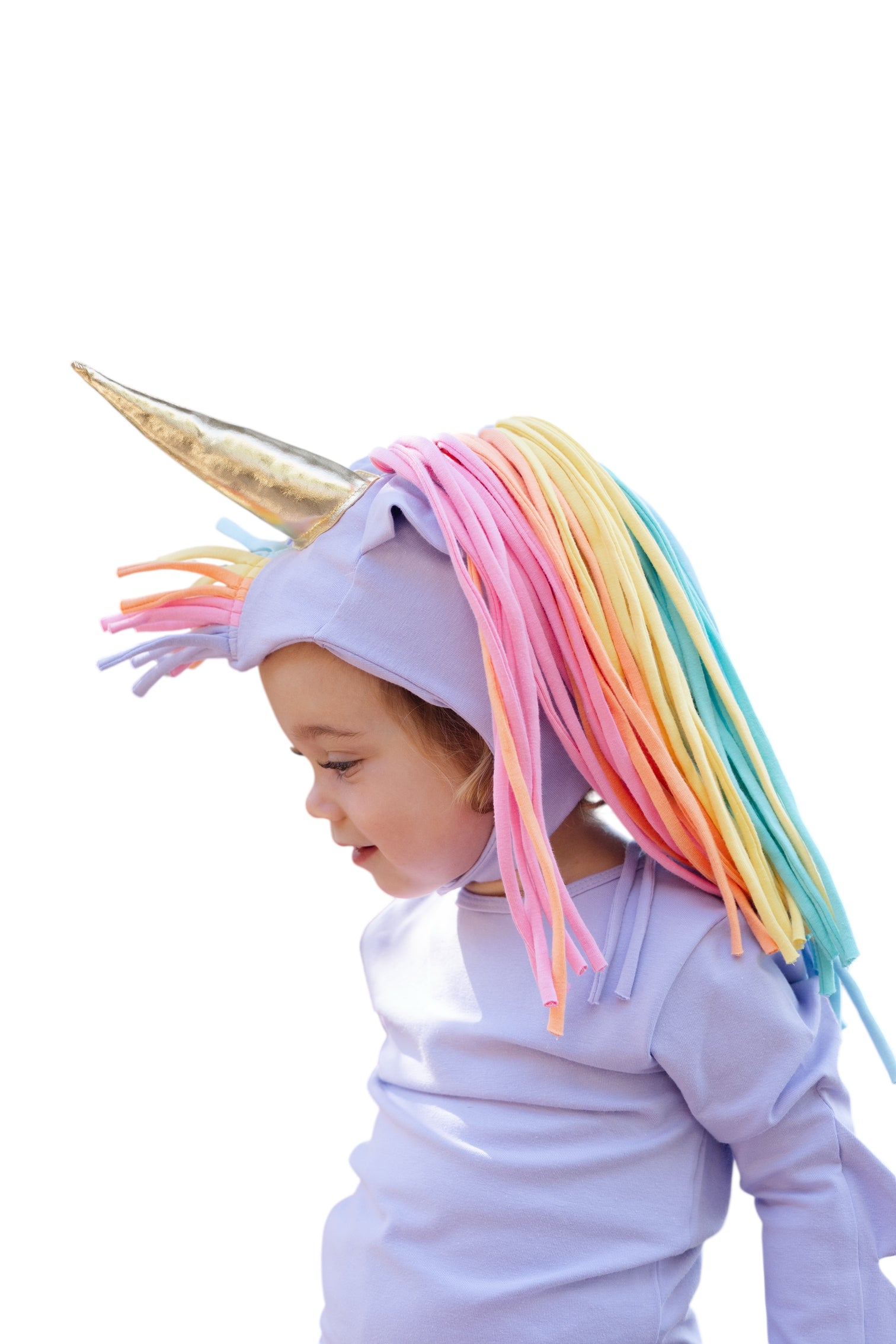 Lavender Sky Unicorn Hat  · Rainbow Mane with Gold Horn