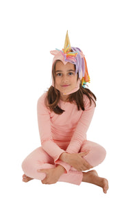 light pink, peach unicorn pajama costume for kids, halloween costume, rainbow hair, pony, little unicorn, magical unicorn