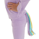 Lavender Unicorn Hat + Tail Set · Rainbow Mane with Gold Horn