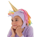Lavender Unicorn Hat + Tail Set · Rainbow Mane with Gold Horn