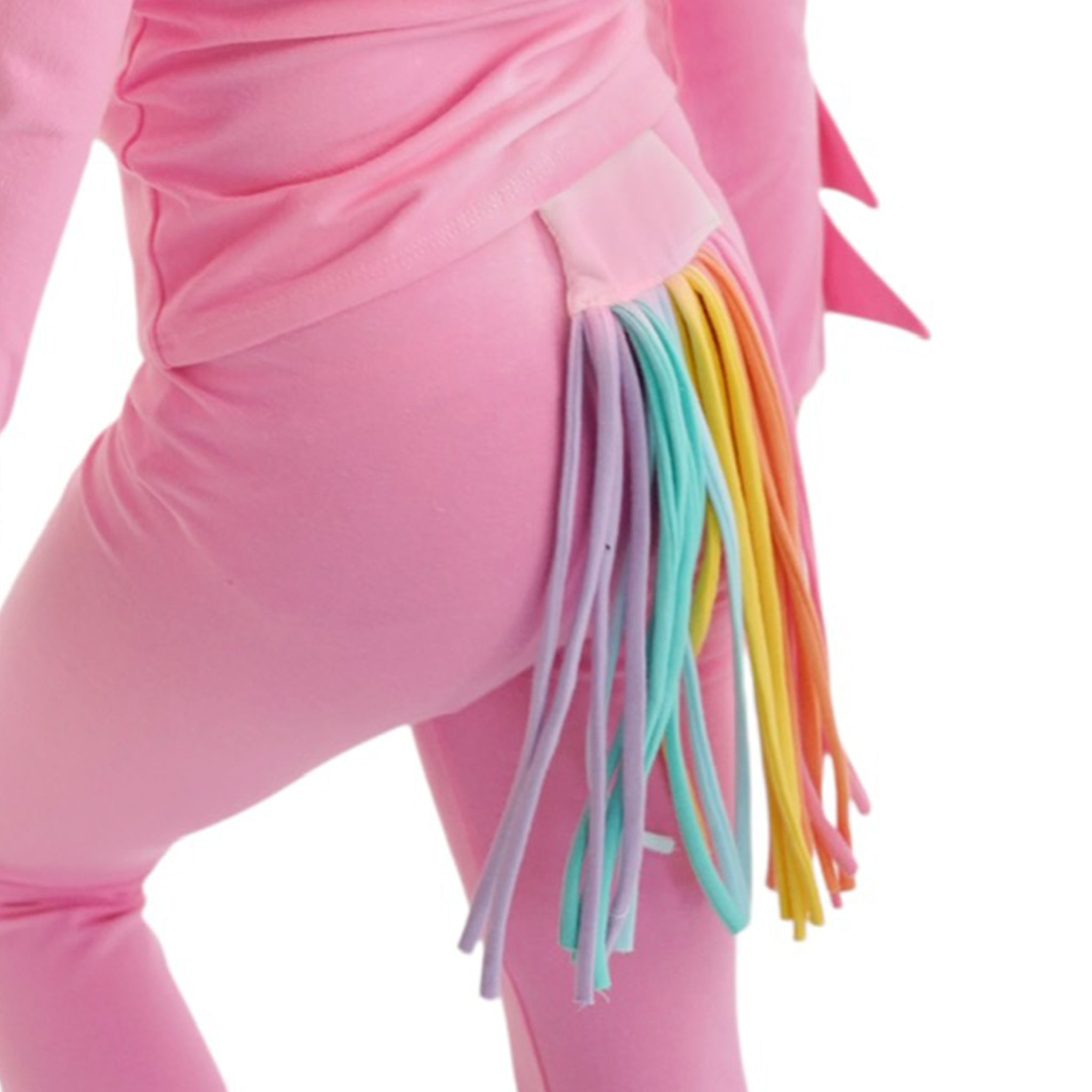 Pink Stardancer Unicorn Hat + Tail Set · Rainbow Mane with Gold Horn