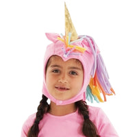 Pink Stardancer Unicorn Hat + Tail Set · Rainbow Mane with Gold Horn